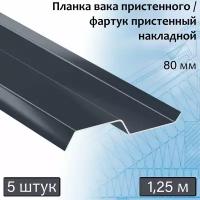 Планка вака 80 мм (RAL 7024) 1,25 м 5 штук фартук пристенный накладной серый