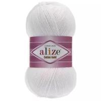 Пряжа Alize Cotton Gold, 55 % хлопок, 45 % акрил, 100 г, 330 м, 5 шт., 55 белый 330 м