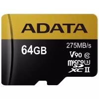 Карта памяти 64GB ADATA AUSDX64GUII3CL10-CA1 Premier ONE microSDXC Class 10 UHS-II U3 V90 275MB/s (SD адаптер)