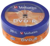 Диск DVD-R Verbatim 4.7Gb 16x Cake Box (25шт) (43730)