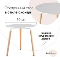 Стол круглый EAMES DST белый на дер. ножках