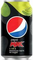 Газированный напиток Pepsi Max со вкусом Лайма, без сахара, в ж/б, 0,33 л х 10 шт