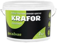 Краска водно-дисперсионная фасадная Krafor, 3 кг, белая