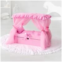 PAREMO Кровать с выдвижным ящиком для кукол с постельным бельем и балдахином (PFD120-60)