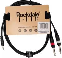 Кабель Rockdale stereo mini jack 3.5 mm x 2 mono jack 6.3 mm (XC-002), 2 м, 1 шт., черный