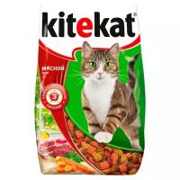 Корм сухой Kitekat мясной пир, пакет, 1,9 кг