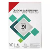 Гелеос Обложки для переплета A4, 230 г/м2, 100 листов, картонные, красные, тиснение под Кожу, Гелеос