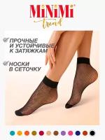 Женские носки MiNiMi укороченные, капроновые, в сетку, размер 0 (one size), черный