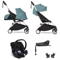 YOYO2 BABYZEN Коляска 4 в 1 с люлькой Newborn Pack, Aqua, Белая рама