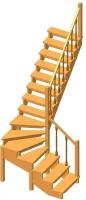 Деревянная межэтажная лестница ЛЕС-09 3105 проем 2580-900, Сосна