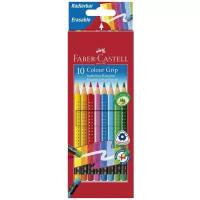 Faber-Castell Цветные карандаши Grip 2001, с ластиками 10 цветов (116613), 12 шт