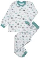 Пижама Совенок Дона детская для мальчиков, брюки, размер 60-104, белый, бирюзовый