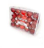 Набор ёлочных шаров, 20 шт, 6 см в подарочной упаковке красные
