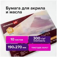 Альбом для акрила и масла, 300 г/м2, 190х270 мм, 10 листов, склейка, тиснение 