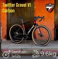 Гревел Twitter Gravel V1 Carbon, 9.4 kg, 700х40с шоссейный велосипед, взрослый, 12 скоростей, цвет (черно-красный)