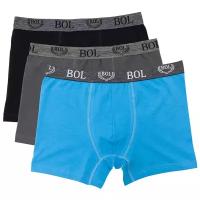 Трусы BOL Men's, 3 шт., размер L(48-50), черный, серый, голубой