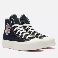 Женские кеды Converse Chuck Taylor All Star Lift Platform Crafted Patchwork чёрный, Размер 39 EU