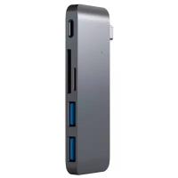 USB-хаб Satechi Type-C USB 3.0 Passthrough Hub для Macbook 12 (2xUSB 3.0, USB Type-C, SD, micro-SD), Серый космос Док-станция ST-TCUPM