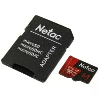 Карта памяти Netac microSDXC 64 ГБ Class 10, A1, UHS-I U3, R 100 МБ/с, адаптер на SD