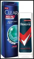 Набор подарочный Шампунь + Гель для душа, Clear Men Rexona, Футбольная коллекция, 380 мл