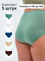 Трусы ALYA Underwear, 5 шт., размер 9XL (60-62), белый, бежевый, коричневый, зеленый, синий