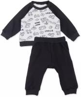 Комплект одежды Dream royal, лонгслив и брюки, спортивный стиль, размер 98, черный