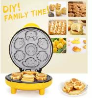 Многофункциональная вафельница - легкая очистка, двухстороннее нагревание, мультяшный стиль для кухни, завтрака/ Мини вафельница для детей
