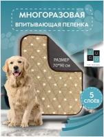 Пеленка для собак многоразовая впитывающая YUGO for you dog 70*90 (звезды кофейные)