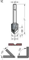 Фреза WPW VE13505 паз V 135 гр. для гибки Alucobond D18 B15,5 хвостовик 8