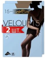 Колготки Omsa Velour, 15 den, 2 шт., размер 4/L, бежевый