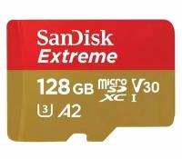 Карта памяти SanDisk Extreme microSDXC 128GB for Action Cams and Drones 190/90MB/s A2 C10 V30 UHS-I U3 +адаптер
