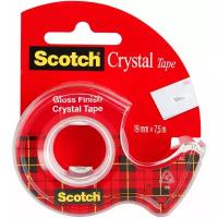 Клейкая лента (скотч) канцелярская в диспенсере 3M Scotch Crystal (19мм x 7.5м, 50мкм, прозрачная) (6-1975D-RUS)