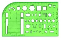 Линейка-трафарет студенческий Стамм, светло-зелёный, с отливной шкалой, 1 шт