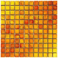 Мозаика Skalini MRC-ORANGE-2 из глянцево-матового (микс) мрамора размер 30х30 см чип 23x23 мм толщ. 10 мм площадь 0.09 м2 на сетке