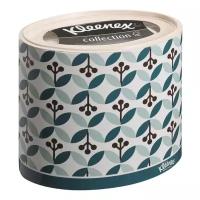 KG75388 Бумажные салфетки для лица Kleenex, круглая коробка, зеленые листочки, 3-сл, 64 шт, Kimberly