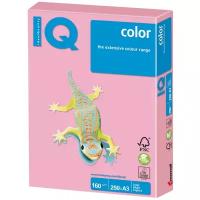 Бумага цветная IQ color большой формат (297х420 мм), А3, 160 г/м2, 250 л., пастель, розовая, PI25