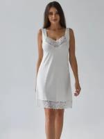 Женская ночная сорочка с кружевом, вискоза, премиум-качество, размер 48 белая