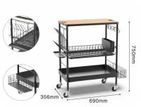 Кухонная тележка для хранения с 3 полками