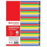 BRAUBERG Разделитель листов А4+, 31 лист, цифровой 1-31, пластик, желтый/зеленый/красный/серый/синий