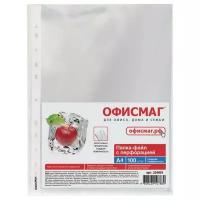 ОфисМаг Папки-файлы перфорированные Яблоко, А4, 100 штук, гладкие, 0,038 мм, прозрачный