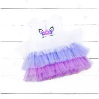 Платье АЛИСА, размер 86, белый, фиолетовый