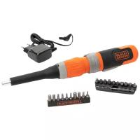 отвертка аккумуляторная BLACK&DECKER BCF603C-QW 3,6В Li-Ion 1,5Ач 1АКБ + набор оснастки