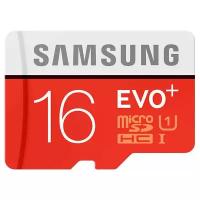 Карта памяти Samsung microSDHC 16 ГБ Class 10, UHS-I U1, R/W 80/10 МБ/с, адаптер на SD