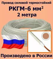 Провод силовой термостойкий РКГМ-6, 2 метра