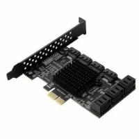 Контроллер PCIe x1 v2.0 (ASM1062+2xJMB585) 10 x SATA, SATA 3.0 (6Gb/s) | ORIENT AJ1062S10