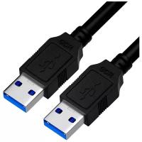 Интерфейсный кабель USB 3.0 AM/AM для высокоскоростного подключения компьютера ноутбука (GCR-U3A01), черный, 0.5м