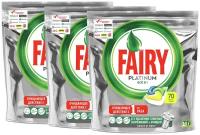 Капсулы для посудомоечной машины Fairy Platinum All in 1 капсулы, лимон, 70 шт. в 3 уп