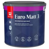 TIKKURILA EURO MATT 3 краска интерьерная для стен и потолков, абсолютно матовая, база A (2,7л)