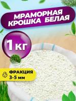 Мраморная крошка белая (3-5 мм, 1 кг)/ эко грунт для аквариума белый щебень, для флорариума