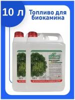 10 литров / Биотопливо для биокамина / Без запаха / Двойная очистка / Топливо для камина / ЭКО пламя / 2 канистры по 5 л